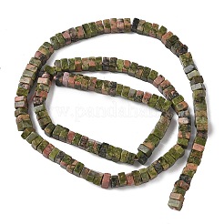 天然石ユナカイトビーズ連売り  正方形  4.5x4.5x2.5mm  穴：1mm  約46~51個/連  14.57~15.35''（37~39センチメートル）&nbsp;G-A280-C10-01