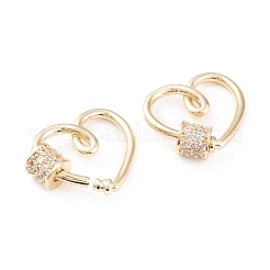 Brass Micro Pave Clear Cubic Zirconia Screw Carabiner Lock Charms&nbsp;KK-F814-31G