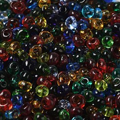 透明な色のガラスシードビーズ  フリンジティアドロップビーズ  ミックスカラー  6/0  4~4.5x3~3.5x4~4.5mm  穴：1~1.2mm  約5625個/ポンド&nbsp;SEED-P006-02A-03