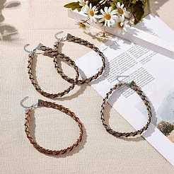 Cowhide Leather Braided Twist Rope Choker Necklace with Brass Clasp for Women&nbsp;NJEW-JN04167