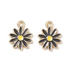 合金エナメルチャーム  菊  ゴールドカラー  ブラック  12.5x9.5x1mm  穴：1.2mm&nbsp;ENAM-XCP0001-32