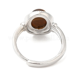 Natural Gemstone Oval Adjustable Ring&nbsp;RJEW-A020-01P