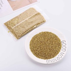 ガラス竹ビーズ  メタリックカラー  ゴールド  2.5~3x2mm  穴：0.9mm  約15000個/ポンド&nbsp;SEED-S032-12A-1107