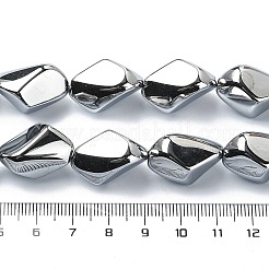 フルメッキ電気メッキガラスビーズ連売り  ナゲット  銀  22x12.5x15mm  穴：1.4mm  約30個/連  25.20''（64センチメートル）&nbsp;EGLA-E060-01A-FP01