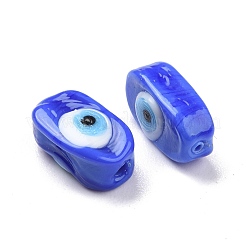 通常のランプワークビーズ  オーバル  ブルー  13.5~14x7.5x5.5mm  穴：1mm&nbsp;LAMP-C002-01G