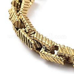 Ion Plating(IP) 304 Stainless Steel Striped Rectangle Link Chains Bracelets for Men & Women&nbsp;BJEW-D031-28G