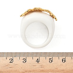 女性用304ステンレススチールと樹脂製指輪  花  ゴールドカラー  21.5mm  usサイズ7 3/4(17.9mm)&nbsp;RJEW-G359-03G