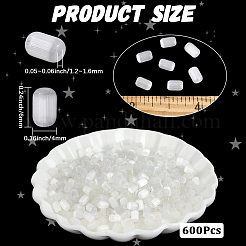 ドローベンチスタイルのガラスシードビーズ600個  丸い穴  コラム  ホワイト  6~7x3.5~4mm  穴：1.2~1.6mm&nbsp;SEED-PA0001-25B