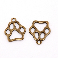 合金ペンダント  カドミウムフリー＆鉛フリー  クマ足プリント  アンティークブロンズ  19x17x1.5mm  穴：2mm&nbsp;LS-PALLOY-CJC0003-02AB