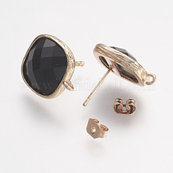 Brass Micro Pave Cubic Zirconia Stud Earring Findings&nbsp;ZIRC-G123-02