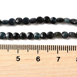 染色された天然トルマリンビーズ連売り  ファセットスクエアカットコインビーズ  フラットラウンド  ブラック  4x2.5mm  穴：0.7mm  約111個/連  15.24''（38.7センチメートル）&nbsp;G-C179-A4mm-03