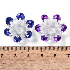 メッキアクリルビーズキャップ  多面カット  花  半分メッキ  ミックスカラー  24x22x7mm  穴：2mm&nbsp;OACR-H118-06