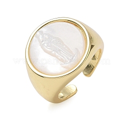 Brass & White Shell Cuff Open Rings&nbsp;KK-CBA56EF-42B-G