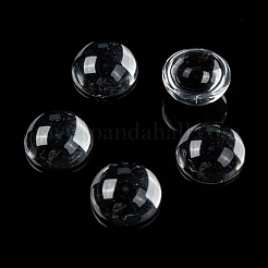 透明な半円形のガラスカボション  透明  14~15x7~8mm&nbsp;X-GGLA-R027-14mm