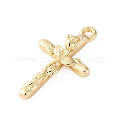 真鍮製チャーム  カドミウムフリー＆ニッケルフリー＆鉛フリー  クロス  18KGP本金メッキ  11x9.5x3mm  穴：1mm&nbsp;LS-KK-V016-21B-G