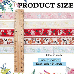 25 Yards 5 Colors Polyester Ribbons&nbsp;SRIB-ME0001-05