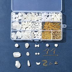 DIY 真鍮 & ABS プラスチック模造真珠イヤリング作成キット  ゴールドカラー  16.5x13x10mm  穴：1.8mm&nbsp;DIY-FS0007-97