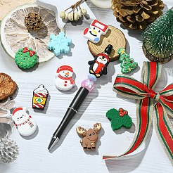 10個 10スタイル クリスマス 食品グレード 環境に優しいシリコンフォーカルビーズ  混合図形  26~32x18~31.5x7~9.5mm  穴：2~3mm  1個/スタイル&nbsp;SIL-YW0001-30