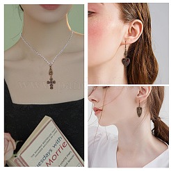 28 個 7 スタイル チベット スタイル ラック メッキ合金ペンダント  レトロチャーム  バット  スケルトン  シールド  クロス  ハート＆フラワー  アンティークブロンズ  21~51x10~27.5x2.5~4.5mm  穴：1.5~2mm  4個/スタイル&nbsp;FIND-SZ0002-98