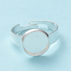 Adjustable 201 Stainless Steel Finger Rings Components&nbsp;STAS-G187-01S-10mm
