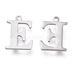 変色しにくい304ステンレススチールチャーム  レーザー切断  アルファベット  ステンレス鋼色  文字.e  12x9x0.8mm  穴：1mm&nbsp;STAS-H112-E-P