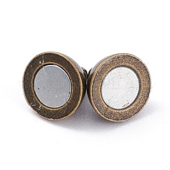 ループ付きの丸い真鍮のマグネットクラスプ  アンティークブロンズ  11.5x6mm  穴：1.2mm&nbsp;X-MC019-AB