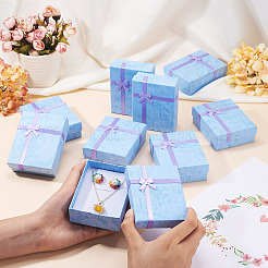 厚紙のジュエリーセットボックス  ジュエリーパッケージ用品  ちょう結びの長方形  ラベンダー  9x7x3cm&nbsp;CON-TAC0006-06C