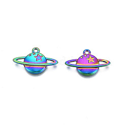 レインボーカラーアロイペンダント  カドミウムフリー＆鉛フリー  惑星  14x22x2.5mm  穴：1.4mm&nbsp;PALLOY-N156-207