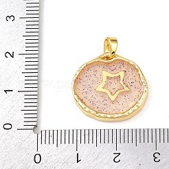透明エポキシ樹脂真鍮ペンダント  ゴールドカラー  グリッターパウダー付き  スター  18x19.5x3mm  穴：5x3mm&nbsp;KK-B163-01G-04
