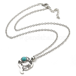 Letter A~Z Antique Silver Plated Alloy with Synthetic Turquoise Pendant Necklaces&nbsp;NJEW-G080-01Q