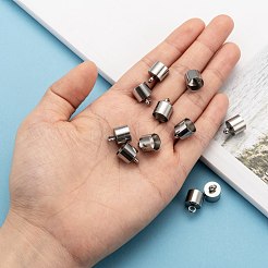 変色しにくい304ステンレススチールコードエンド  コラム  ステンレス鋼色  13x10mm  穴：3mm  内径：9mm&nbsp;STAS-K004-9mm-01