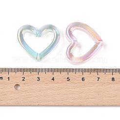 UVメッキ透明アクリルビーズ。混合色  ハート  25x29.5x7mm  穴：2.5mm&nbsp;OACR-Z020-21A