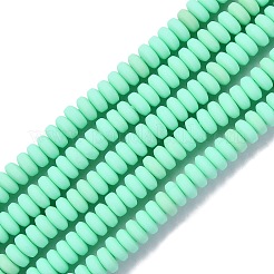 手作り樹脂粘土ビーズ連売り  ジュエリー工芸用品のDIY用  フラットラウンド  アクアマリン  6~7x3mm  穴：1.5mm  約113~116個/連  15.55インチ〜16.14インチ（39.5~41cm）&nbsp;X-CLAY-N008-008P