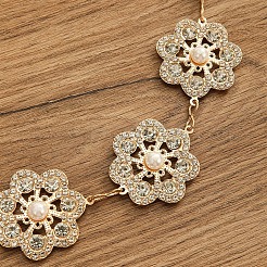 Alloy Crystal Rhinestone with Imitation Pearl Flower Link Chain Belly Belts for Women&nbsp;FS-WGCF5A6-01