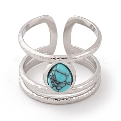 Teardrop 304 Stainless Steel Open Cuff Rings&nbsp;RJEW-G314-05P
