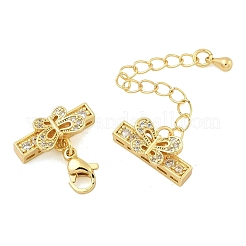 Brass Micro Pave Clear Cubic Zirconia Chain Extender&nbsp;KK-Z143-11G