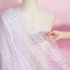Star Moon Pattern Polyester Mesh Lace Fabric&nbsp;DIY-WH0504-446C