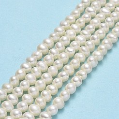 天然養殖淡水パールビーズ連売り  ポテト  ベージュ  4~5x4~5.5x4.5~5mm  穴：0.5~0.7mm  約76~81個/連  13.70~14.17インチ（34.8~36cm）&nbsp;PEAR-F018-13C-01