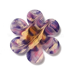 ツートンカラーのアクリルビッグペンダント  笑顔の花  パープル  55x50x4.5mm  穴：1.8mm&nbsp;OACR-B008-D05
