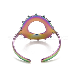 イオンプレーティング（IP）レインボーカラー 304 ステンレススチール ドーナツ オープン カフ リング 女性用  usサイズ7 3/4(17.9mm)&nbsp;RJEW-C025-21M