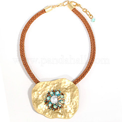 Irregular Flat Round Alloy & Natural Picture Jasper & Synthetic Turquoise Chips Pendant Necklaces & Dangle Earrings Sets&nbsp;FS-WG4EBE1-02
