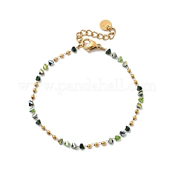 304 Stainless Steel Glass Beaded Chain Bracelets for Women&nbsp;BJEW-K237-24G