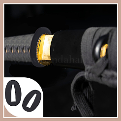 ナイフ用真鍮楕円ワッシャー  ブラック  43x26x1.5mm  内径：28x7mm&nbsp;FIND-WH0609-49