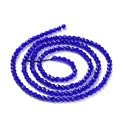透明ガラスビーズ連売り  多面カットラウンド  ミディアムブルー  2mm  穴：0.8mm  約160~178個/連  13.58 ~14.17インチ（34.5~36cm）&nbsp;GLAA-H021-04-09