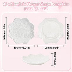 Mandala Flower Shape Porcelain Jewelry Plate&nbsp;DJEW-WH0043-41A