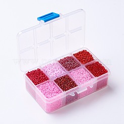 12/0 ガラスシードビーズ  セイロンラウンド緩いスペーサービーズ  2mm  レッド  2mm  穴：1mm  約12500個/箱&nbsp;SEED-X0050-2mm-05
