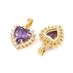 Brass Micro Pave Cubic Zirconia Charms&nbsp;CU-CBAA6E8-07G-03