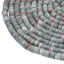 天然のアフリカブラッドストーンビーズ連売り  艶消し  ディスクビーズ  ヒシビーズ  6~6.5x1~1.5mm  穴：0.9mm  約242~244個  15.16~15.35インチ（38.5~39cm）&nbsp;G-P575-B11-6x1mm