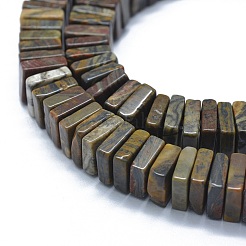 天然ヒョウ肌ジャスパービーズ連売り  四角い石ビーズ  9~10.5x9~11x2~7mm  穴：1.2mm  約114~121個/連  15.5~15.9インチ（39.5~40.5cm）&nbsp;G-F631-I06