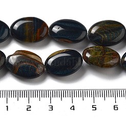 天然のブルータイガーアイビーズ連売り  染め＆加熱  フラットオーバル  18~18.5x13~13.5x6~6.5mm  穴：1.2mm  約11個/連  7.76インチ（19.7cm）&nbsp;G-P528-M23-01